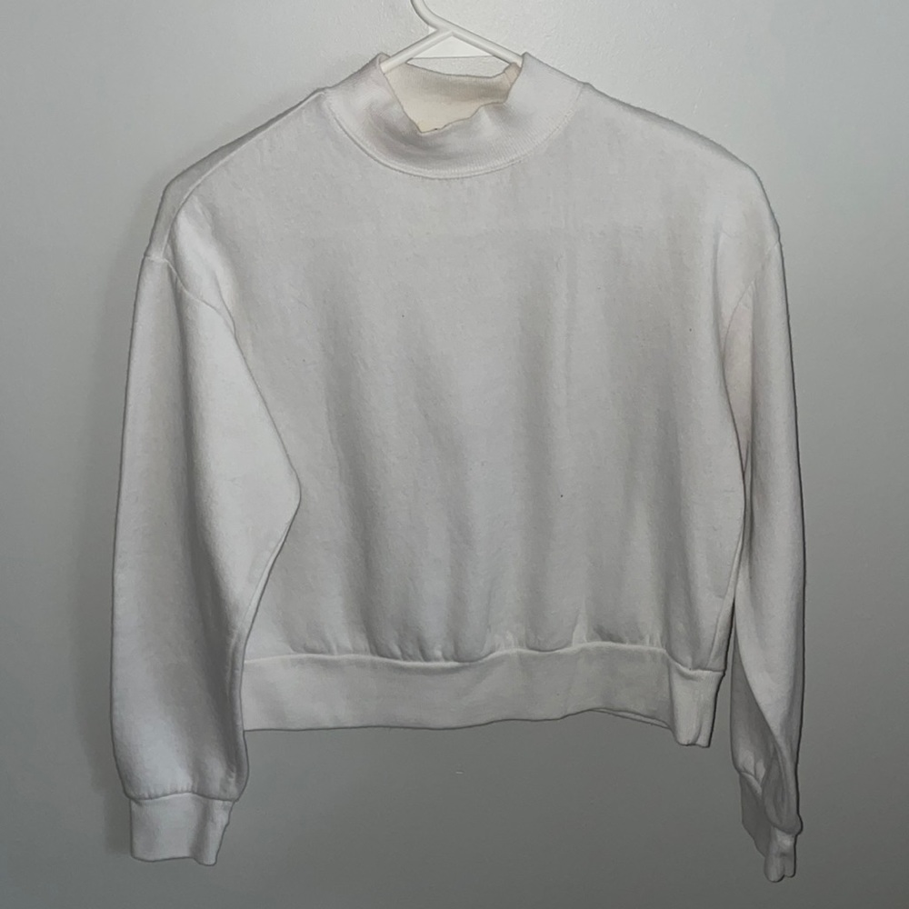 Garage white turtle neck long sleeve sweatshirt